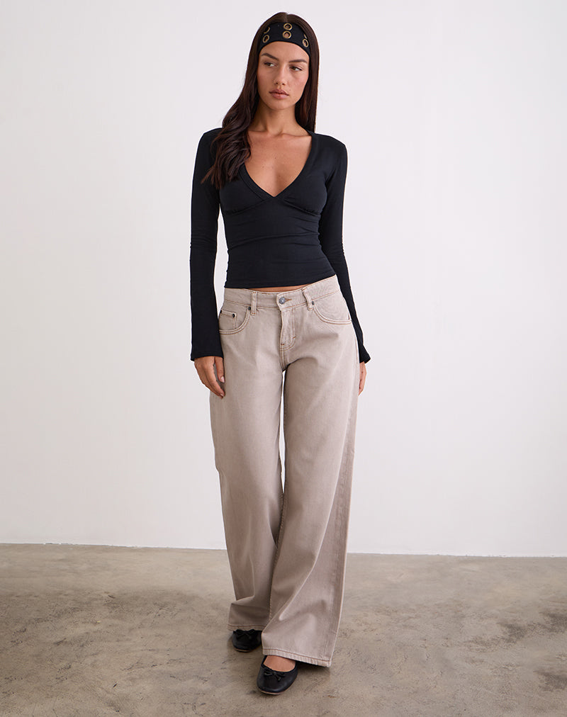 Pebble Rise Cover Grey Pebble Low Rise Jeans | Roomy – motelrocks-com-us