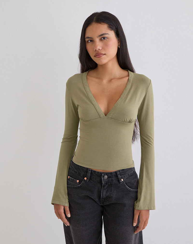 Emesy Long Sleeve Top in Khaki