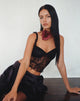 Image of Emilia Lace Frill Vest Top in Black