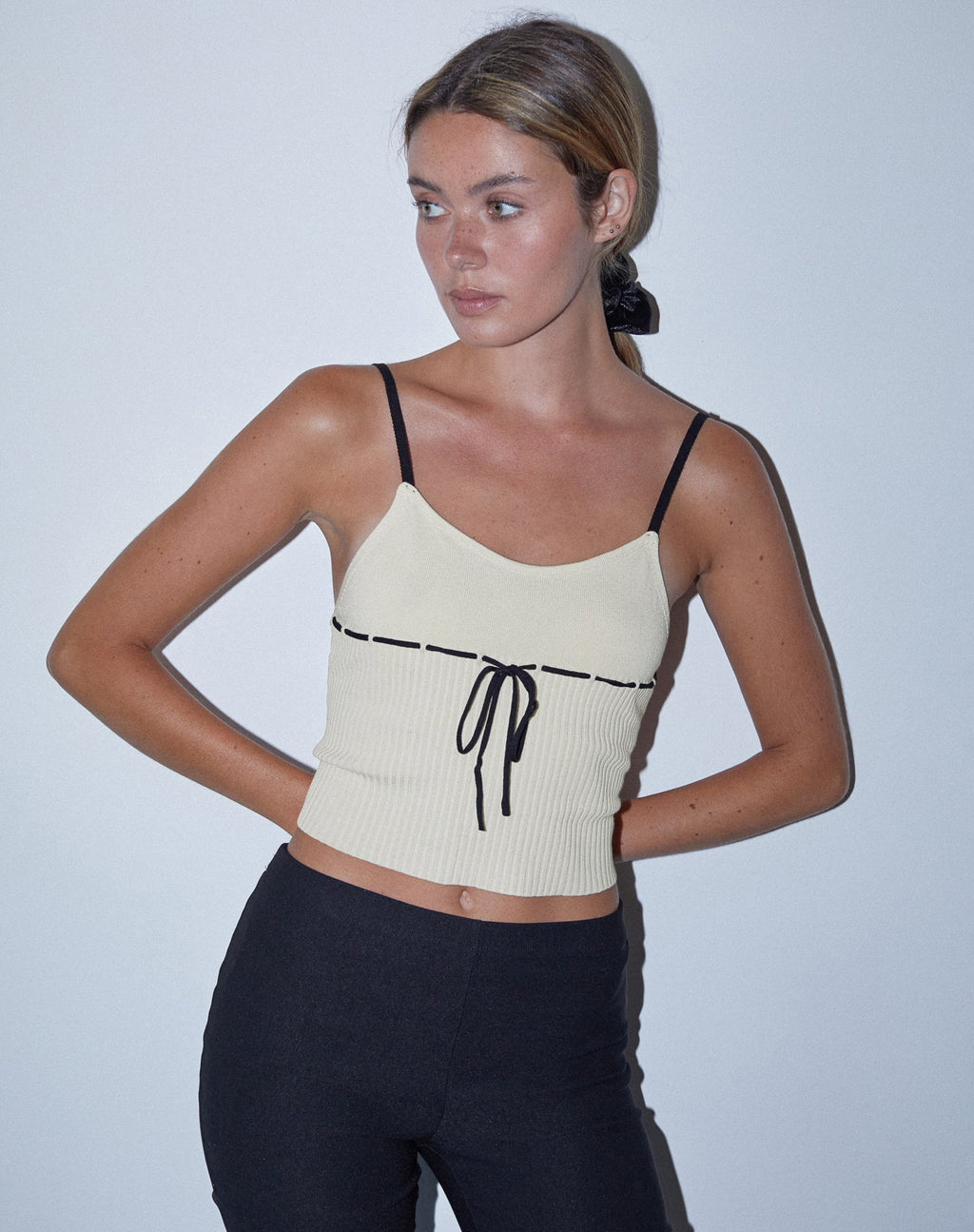 Cream with Red Binding Cami Top