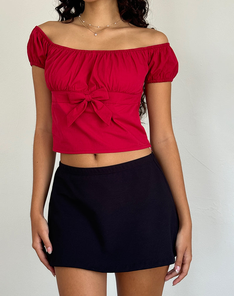 Adrenaline Red Crop Top with Pink Bows | Jiniso – motelrocks Adrenaline Red Crop Top with Pink Bows | Jiniso – motelrocks