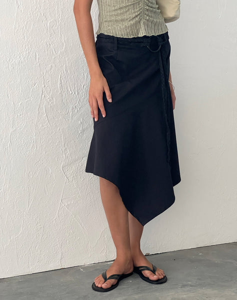 【mnem】Kent unbalanced midi skirt ENZLEY-HALTER-TOP-KNITTED-SAGE