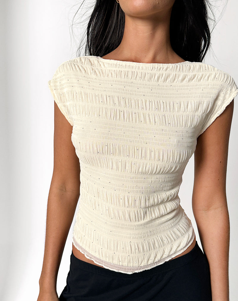 Image of Erika Backless Top in Sequin Mesh Ivory