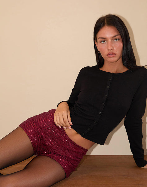 erna mini dress Motel Erna sequin mini shorts in burgundy