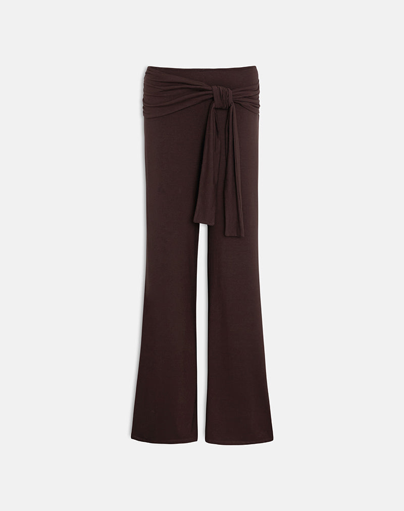 Image of Esata Wrap Trouser in Bitter Chocolate
