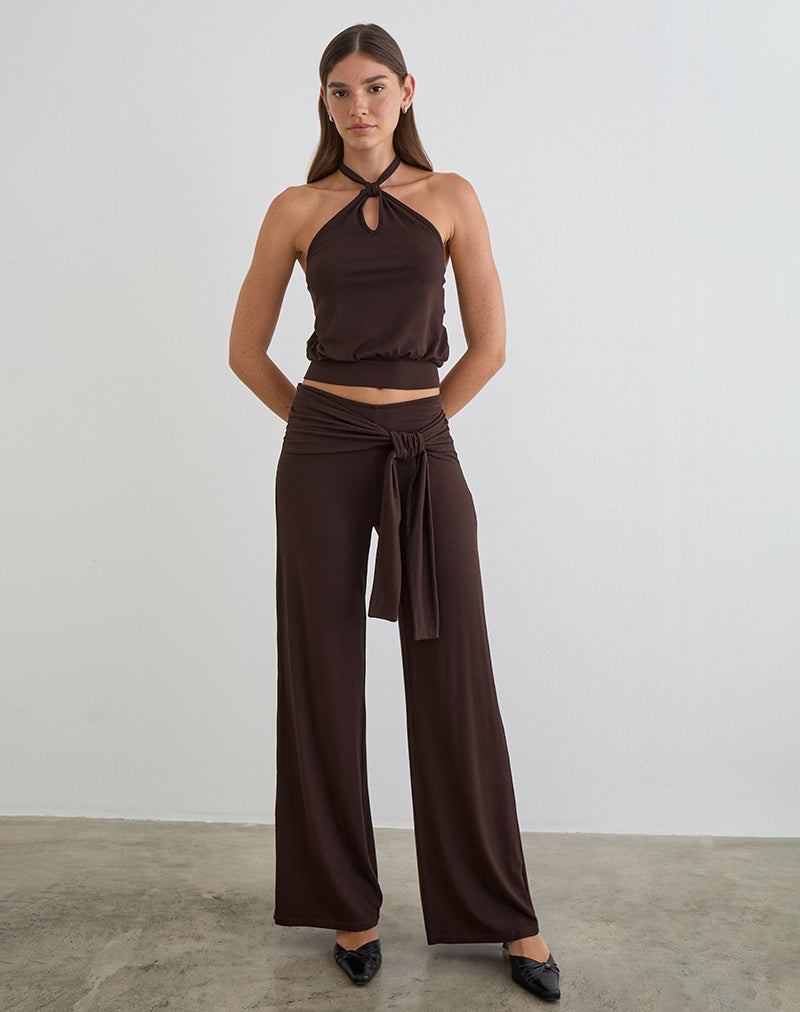 Image of Esata Wrap Trouser in Bitter Chocolate