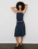 Image of Esenia Midi Skirt in Cupro Navy