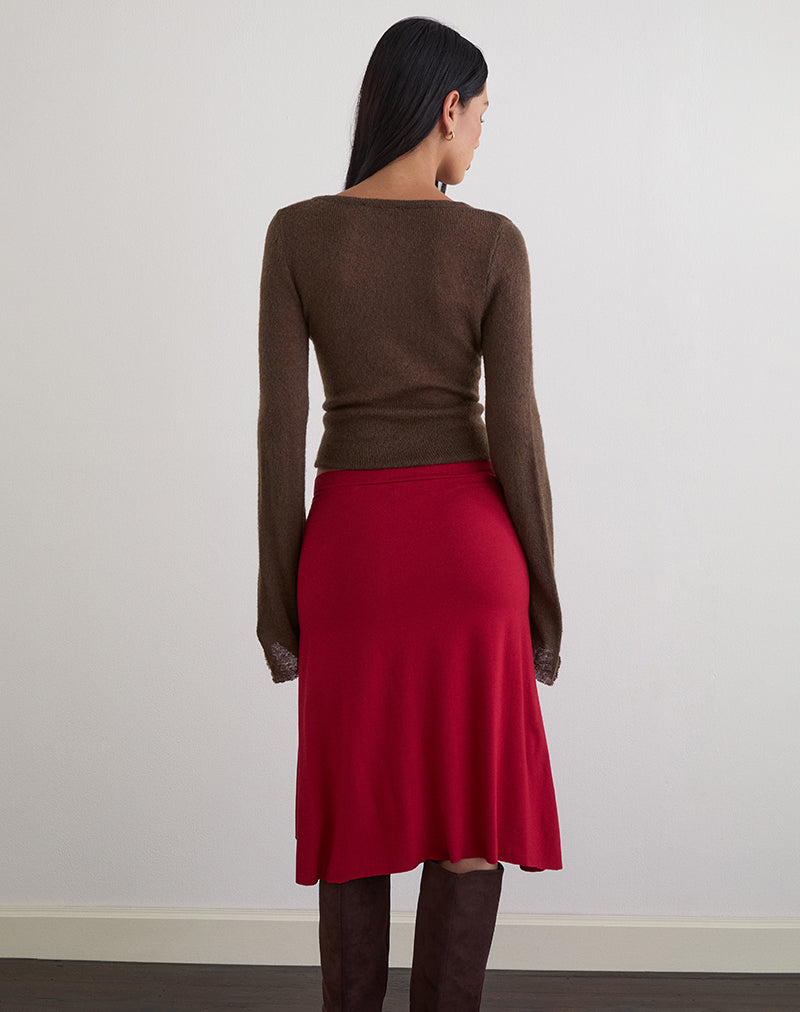 Image of Esmeray Midi Skirt in Adrenaline Red