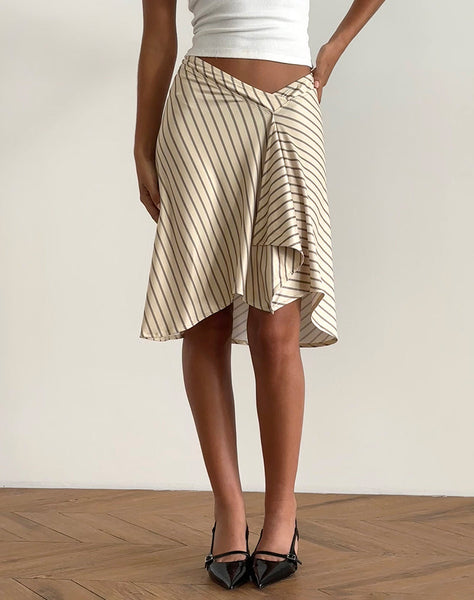 Yellow Diagonal Stripe Midi Skirt | Esmeray – motelrocks-com-us