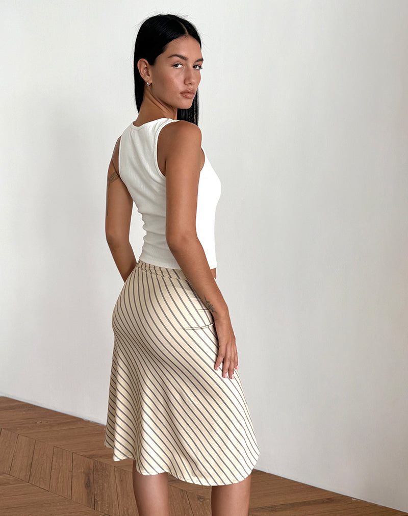 Yellow Diagonal Stripe Midi Skirt | Esmeray – motelrocks-com-us