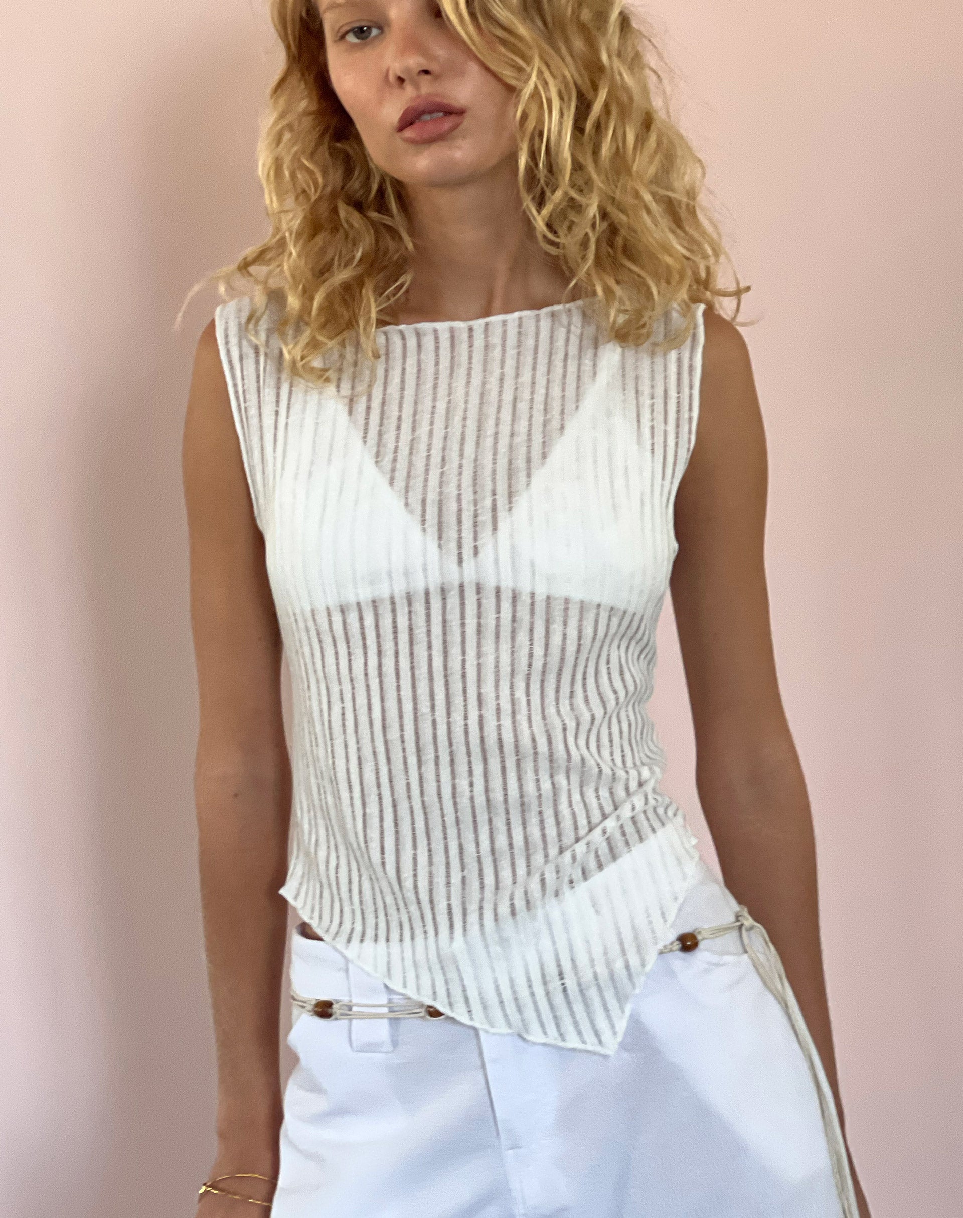 Image of Etta Knitted Vest Top In Ivory