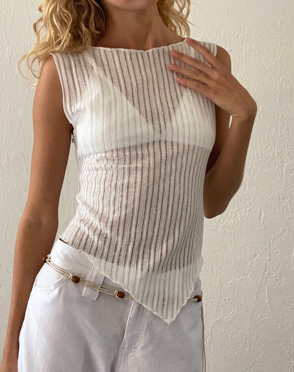 Etta Knitted Vest Top In Ivory