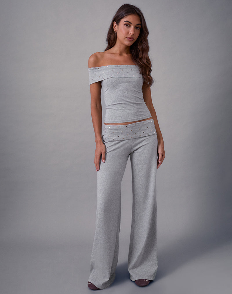 Image of Eulala Bardot Top in Studded Grey Marl