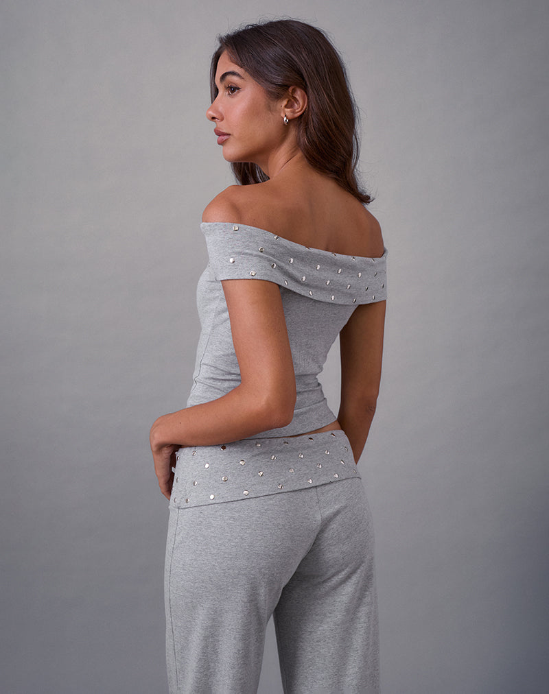 Image of Eulala Bardot Top in Studded Grey Marl