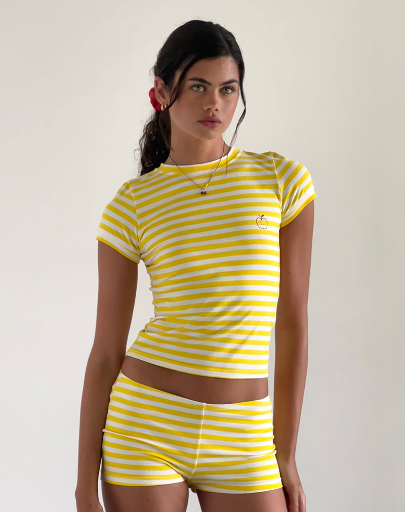 Eunia Micro Short in Yellow and White Stripe