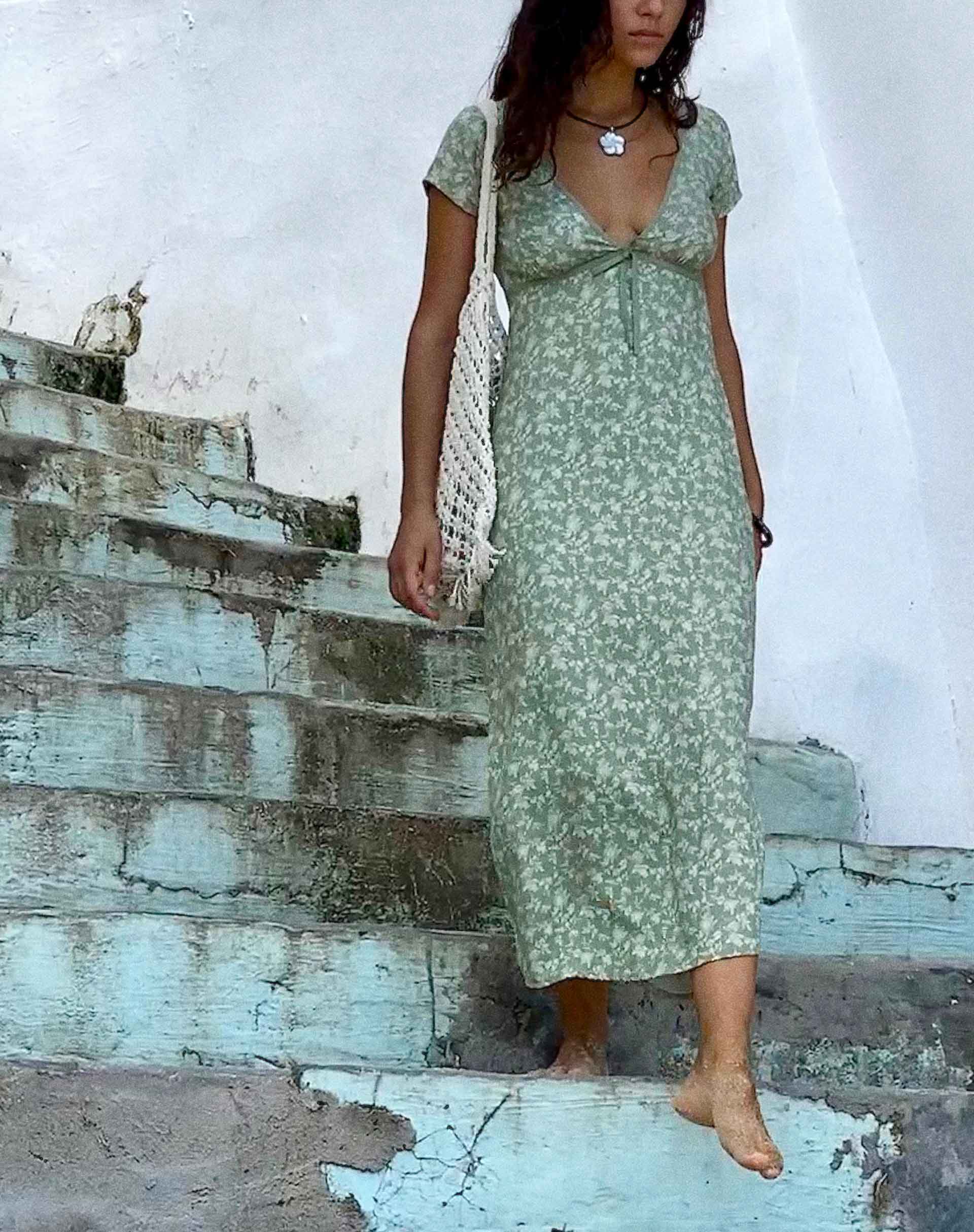Image of Eviaso Midi Dress in Ditsy Mix Floral Green