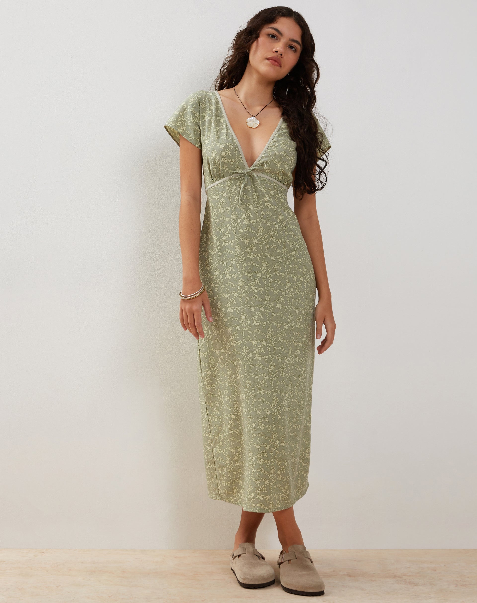 Image of Eviaso Midi Dress in Ditsy Mix Floral Green