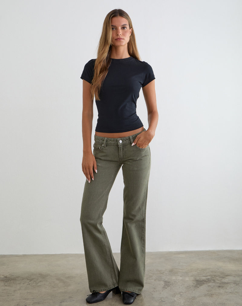 Olive Extra Low Rise Jeans | Flare – motelrocks-com-us