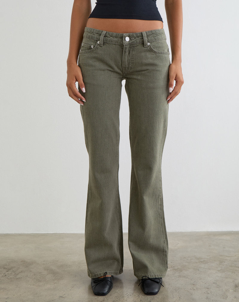 Olive Extra Low Rise Jeans | Flare – motelrocks-com-us