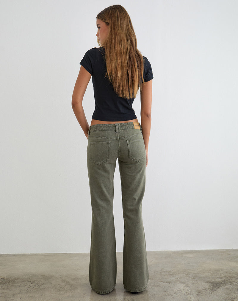 Olive Extra Low Rise Jeans | Flare – motelrocks-com-us