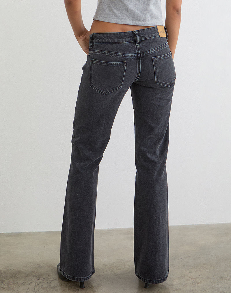 Image of Extra Low Rise Flare Jeans in Vintage Black