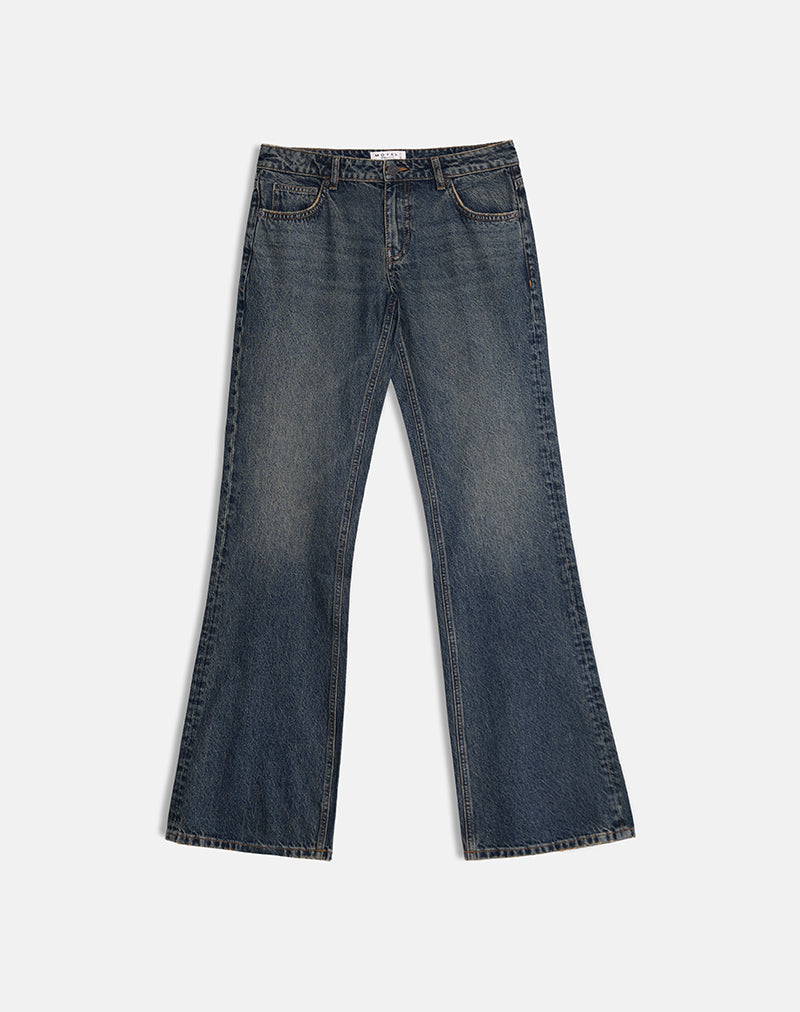 Dirty Green Wash Low Rise Jeans | Flare – motelrocks-com-us