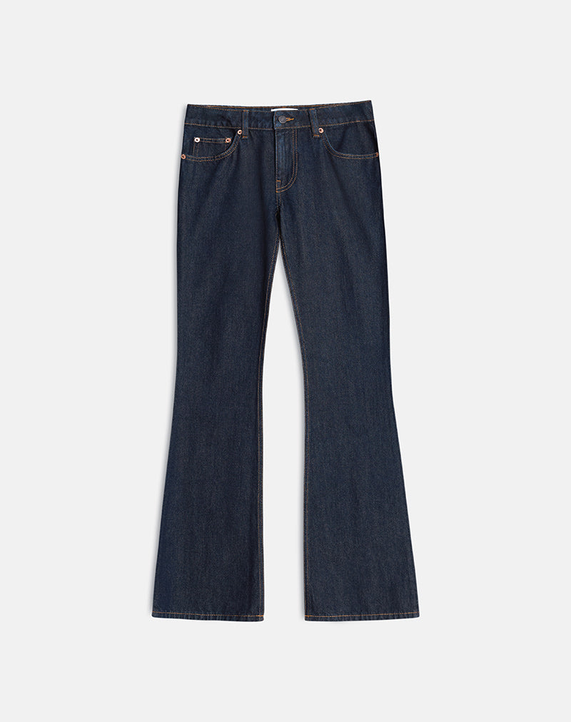 Image of Extra Low Rise Flare Jeans in Indigo