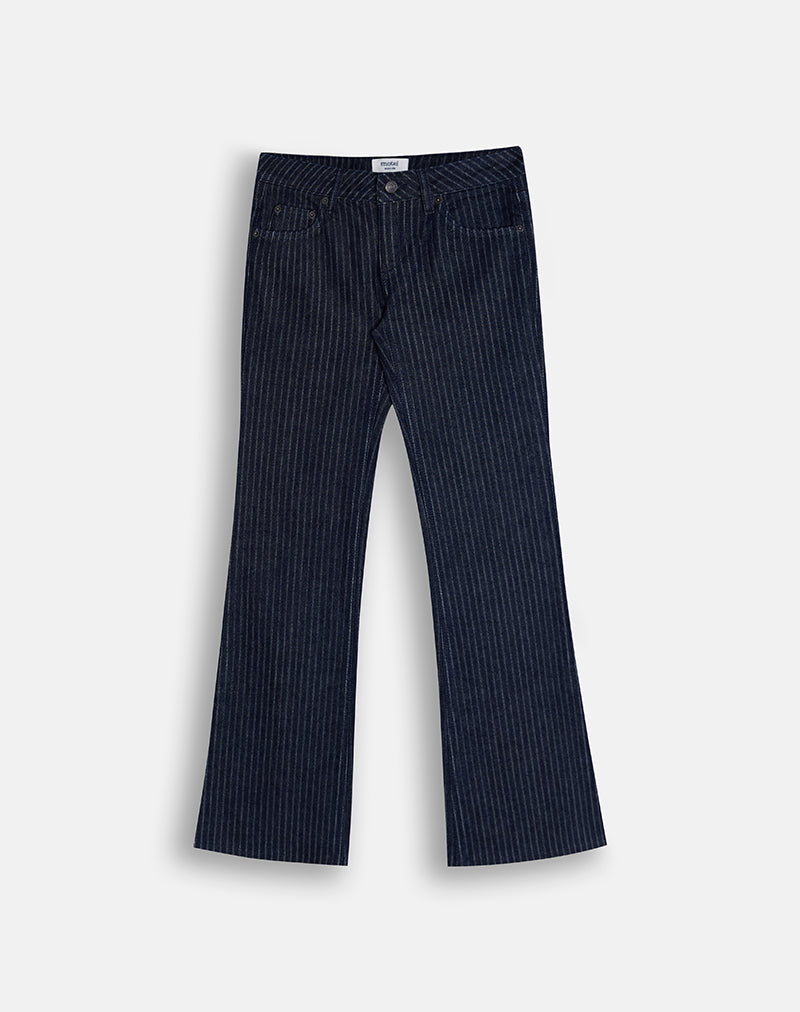 Extra Low Rise Flare Jeans in Stripe Indigo