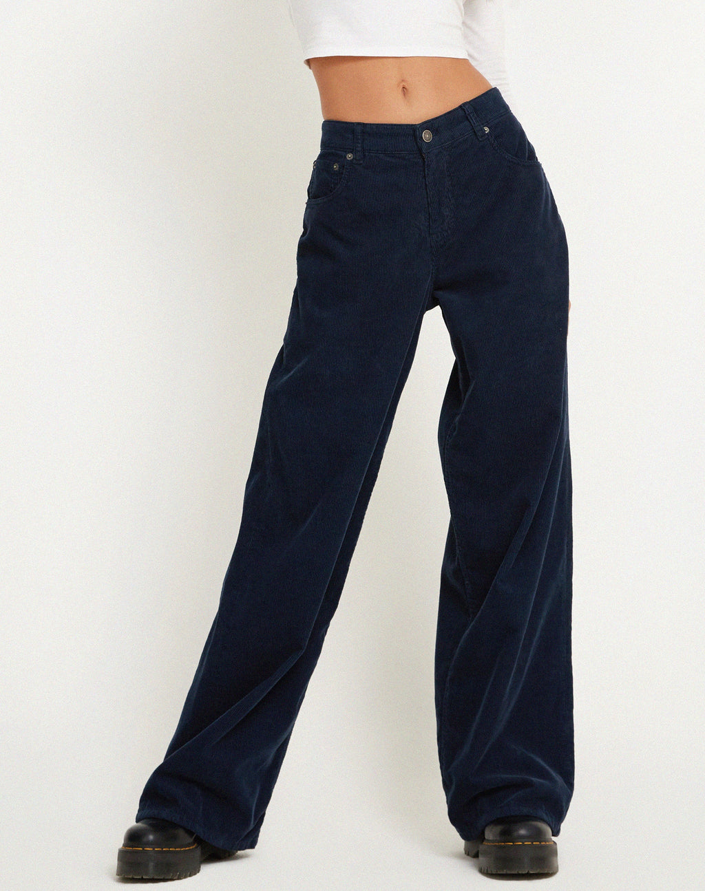Roomy Extra Wide Low Rise Jeans in Cord Navy