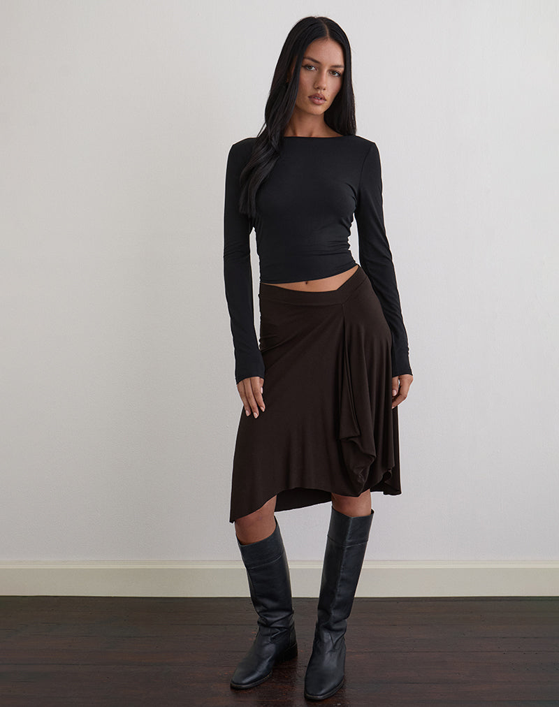 Esmeray Midi Skirt in Chocolate Brown