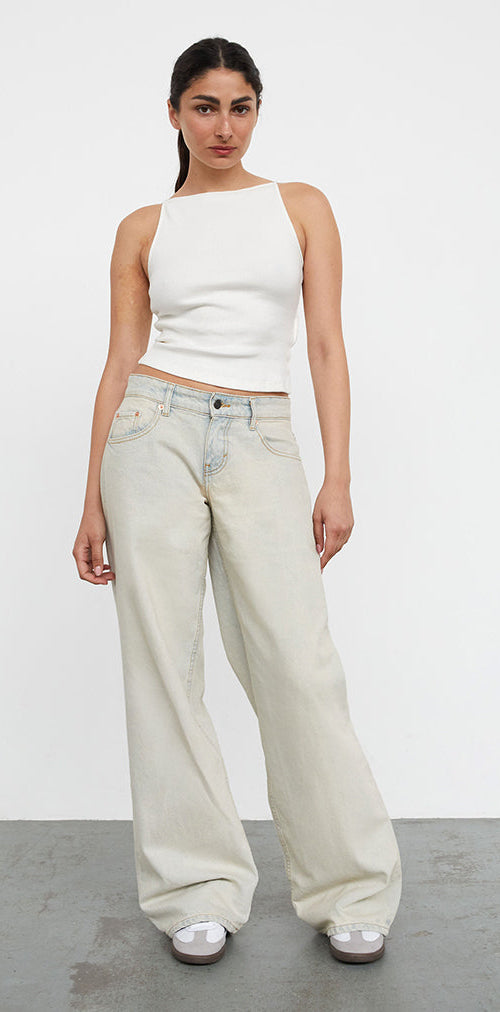 Image of Roomy Extra Wide Low Rise Jeans In Arctic Blue