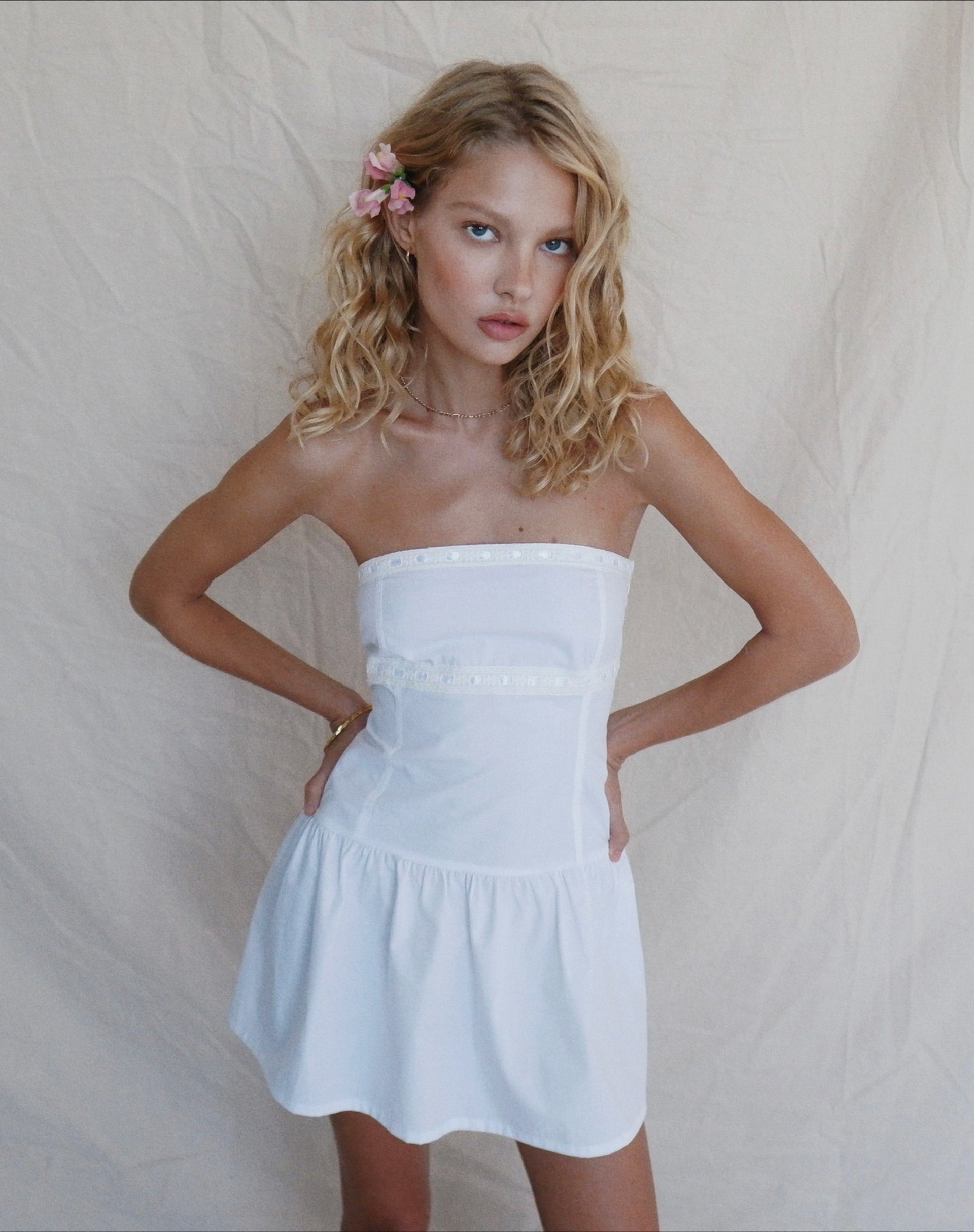 Poplin White Bandeau Mini Dress | Faelyn motelrocks-com-us Poplin White Bandeau Mini Dress | Faelyn motelrocks-com-us