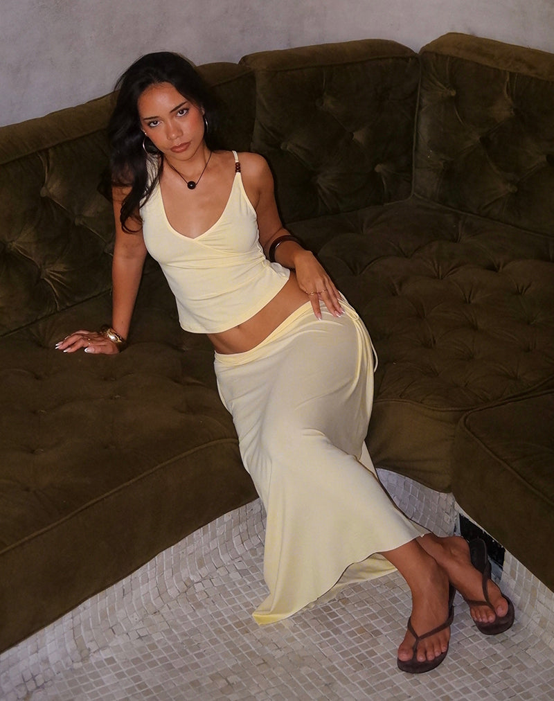 Image of Phemia Maxi Skirt with Beads in Jersey Lemon