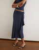 Image of Phemia Maxi Skirt with Beads in Jersey Navy with Micro Polka Print