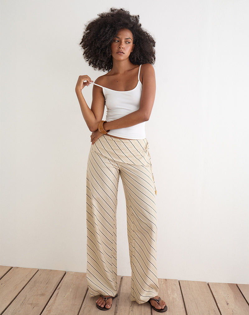 Faria Trouser in Tilt Lines Beige