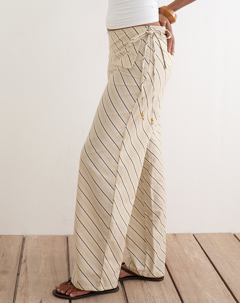 Faria Trouser in Tilt Lines Beige