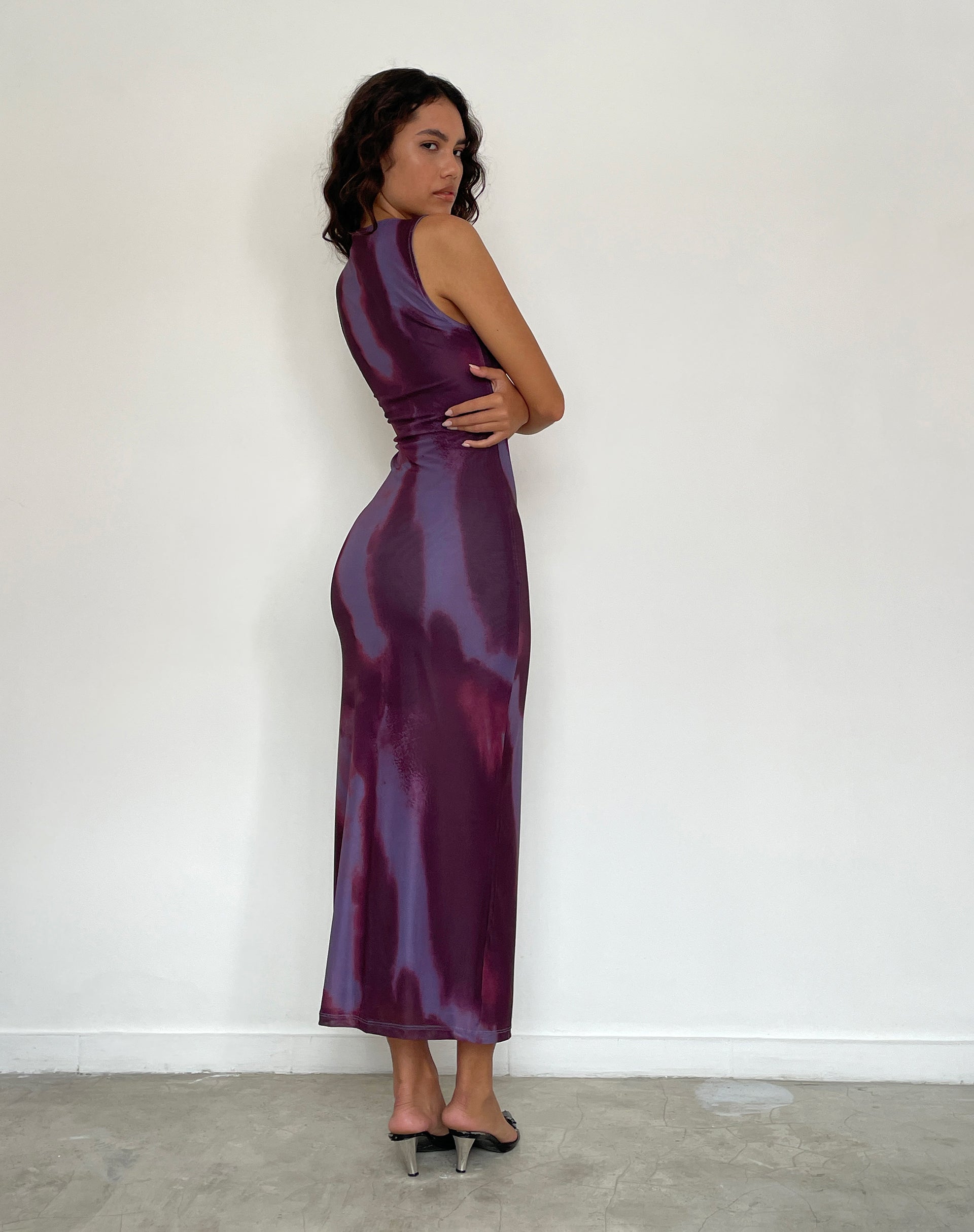 Image of Fayola Printed Maxi Dress in Watercolour Wine