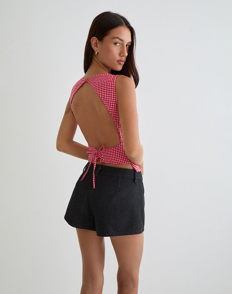 Felia Tie Back Top in Red Gingham