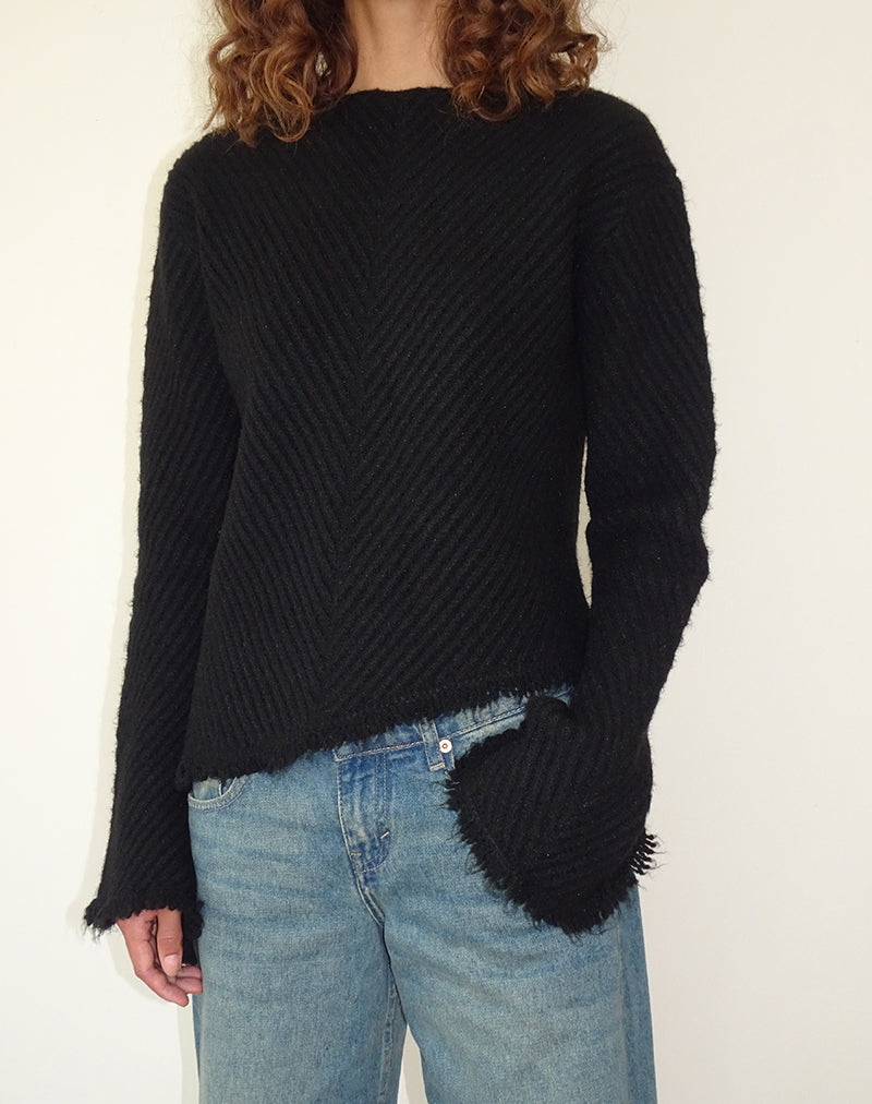 Fergie Asymmetric Knit Jumper in Black