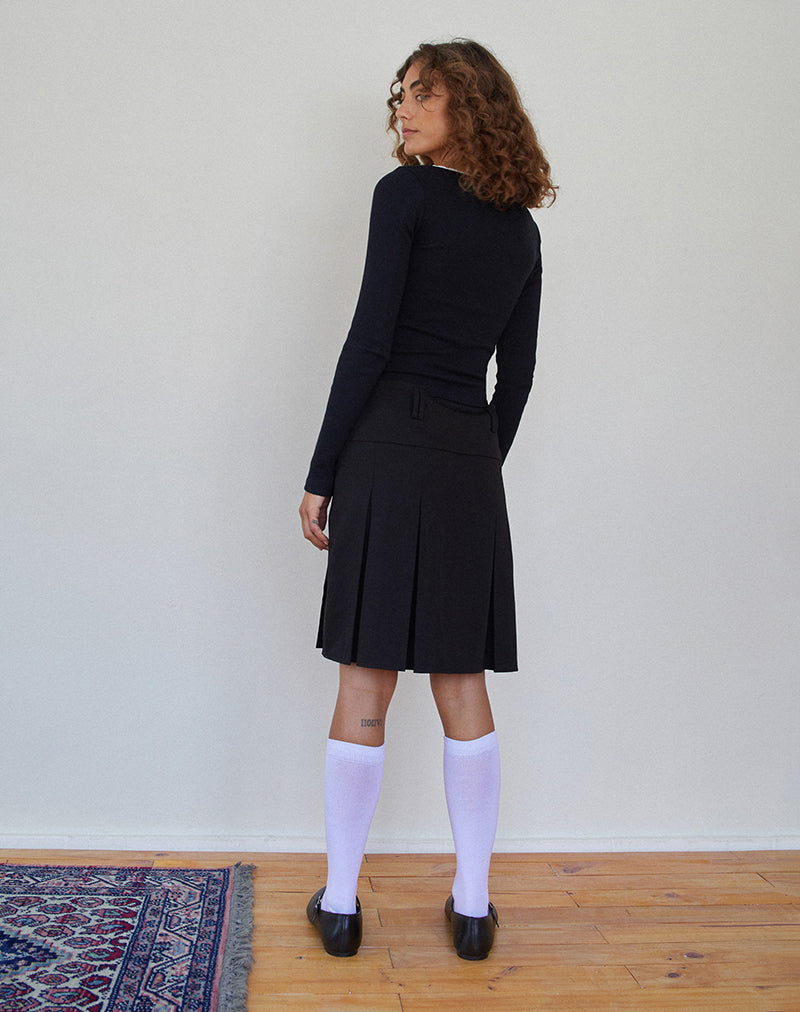 Midi Tailoring Pleated Skirt Black – motelrocks-com-us Fermi |