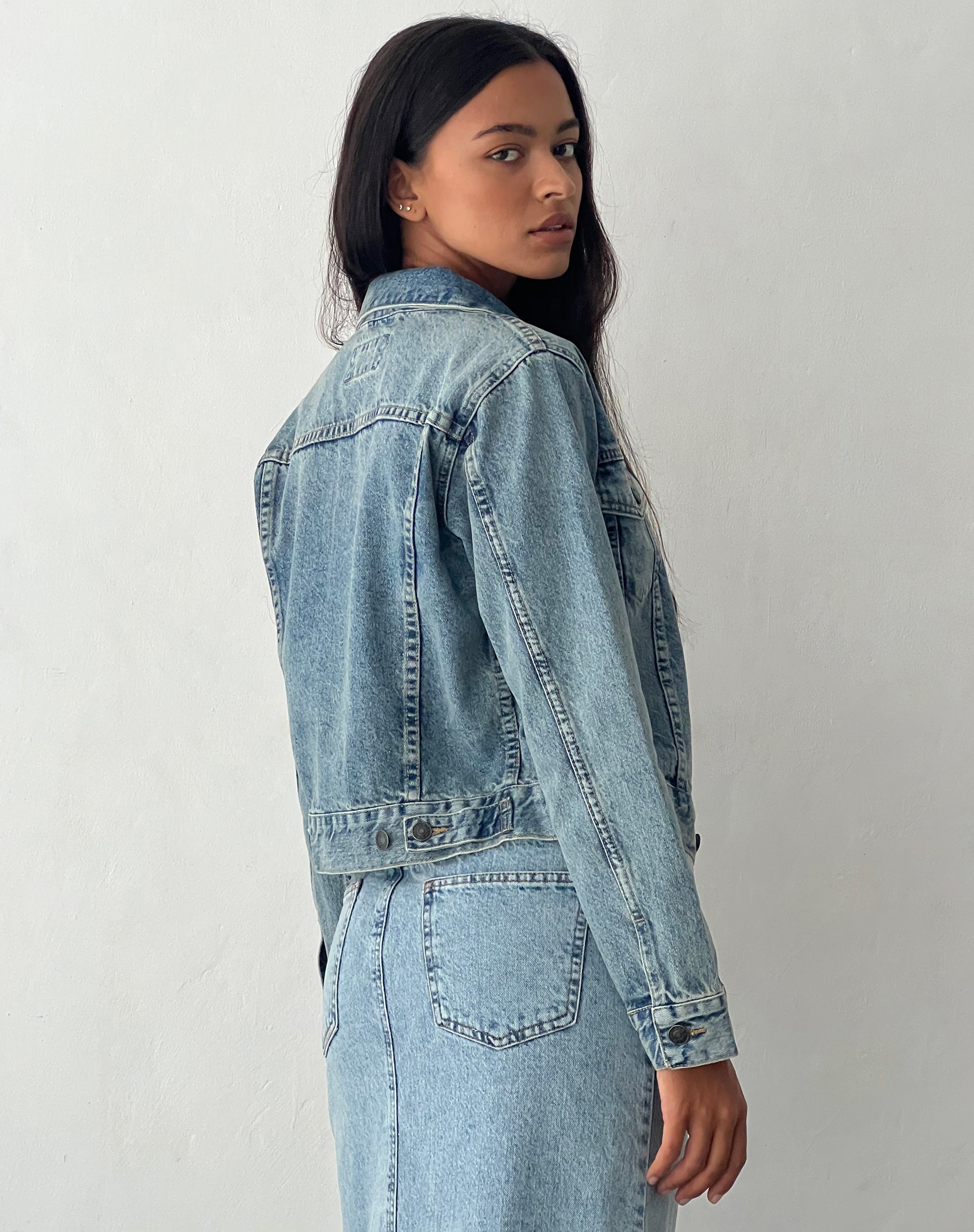 Womens Size 14 12 10 8 6 Stretch Fitted Denim Jacket Jean Crop Jackets  Indigo | eBay