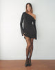 Image of Fliss Asymmetric Mini Dress in Slinky Black