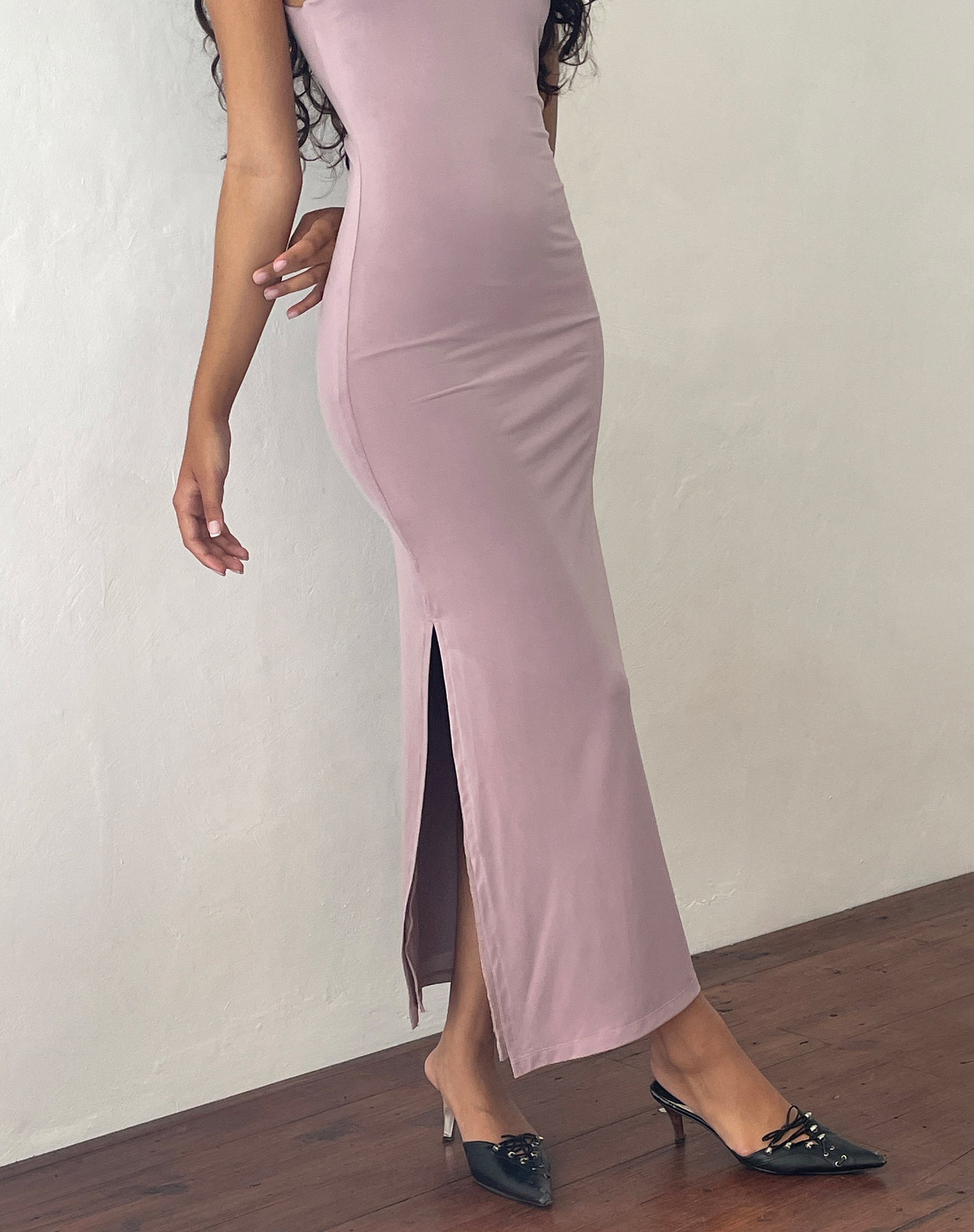 Mauve Lace Maxi Dress