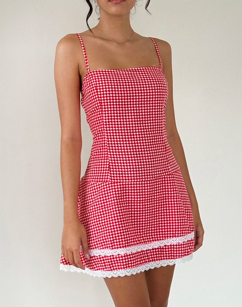 Flossie Mini Dress in Red Gingham