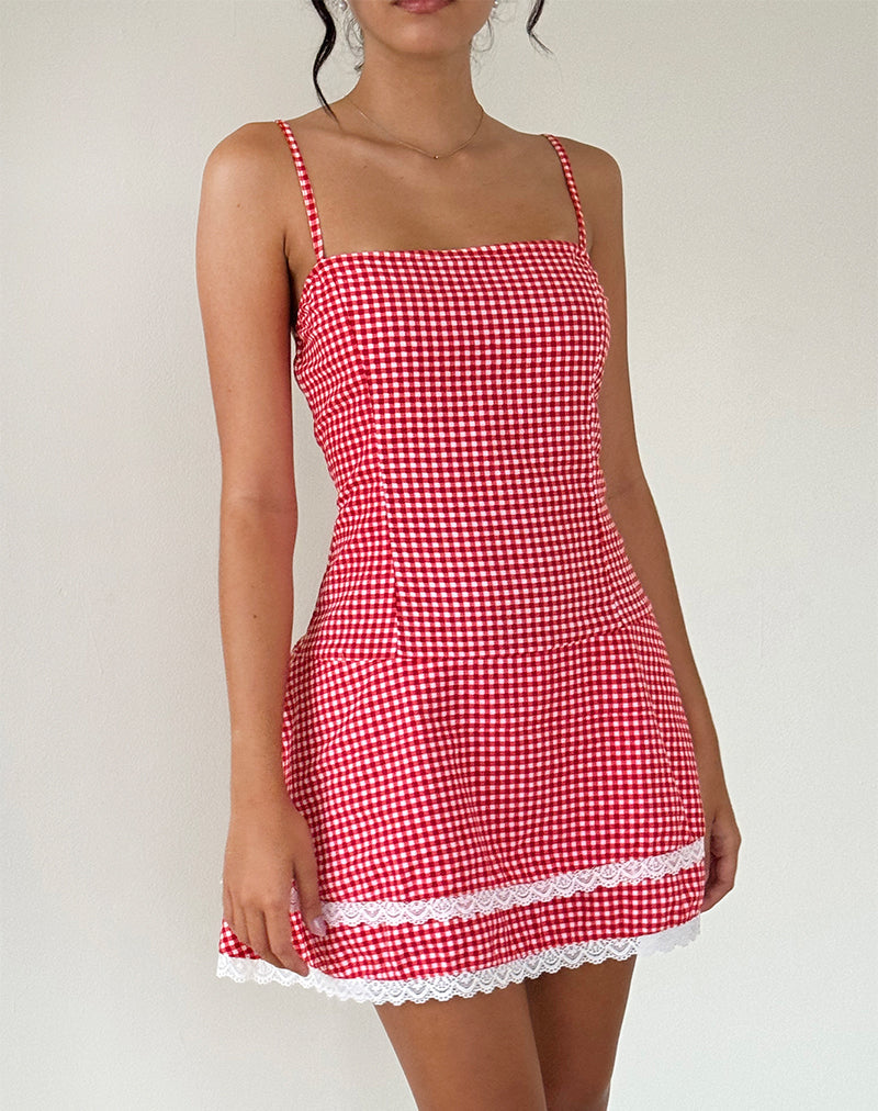 Women's Flossie Mini Dress in Red Gingham, M gingham Women's Flossie Mini Dress in Red Gingham, M gingham