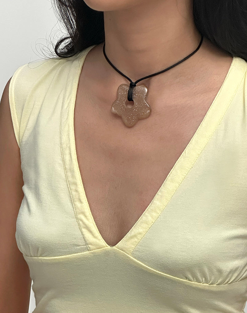Image of Flower Necklace in Resin Brown