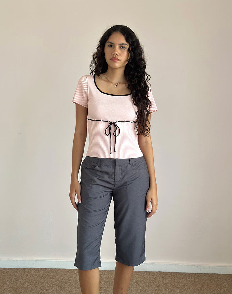 Image of Frauke Top in Blush Pink with Black