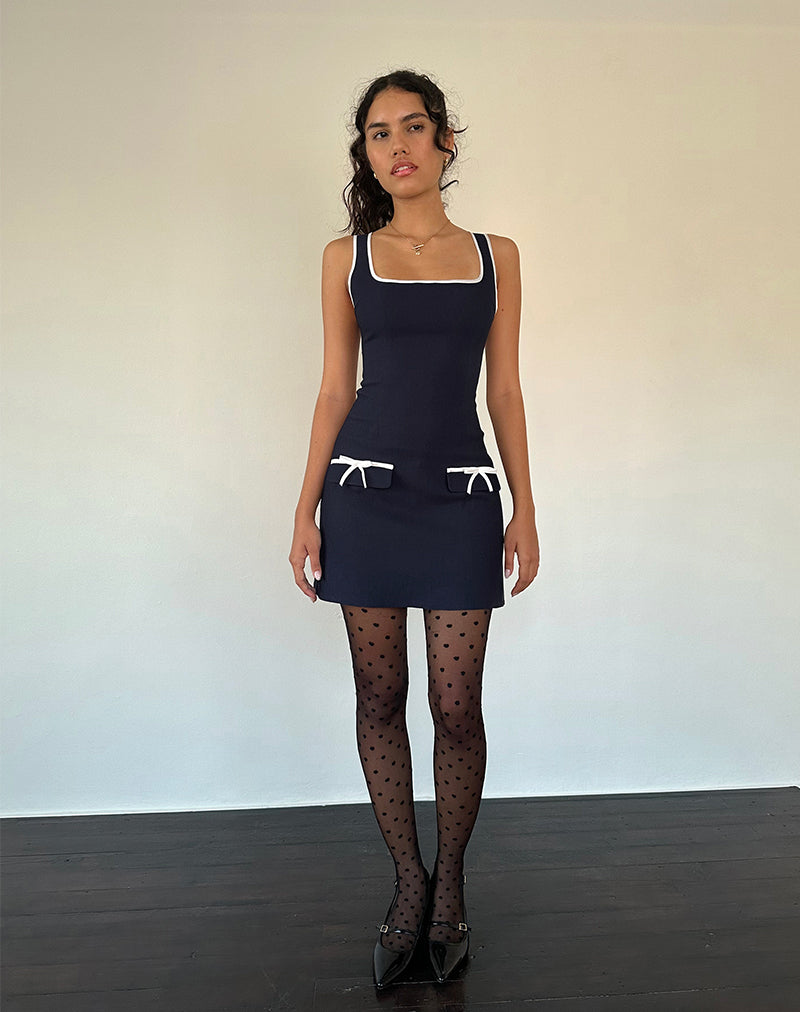 Gabija Tailored Mini Dress in Navy