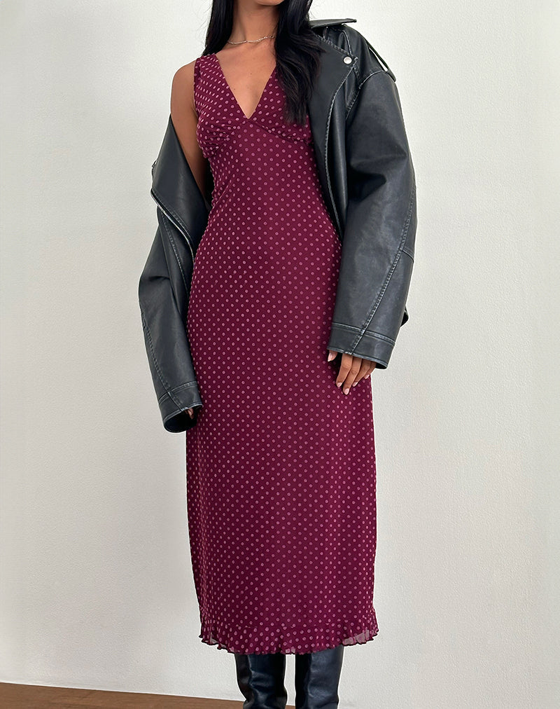 Image of Gabriella Dress in Basic Polka Flock Berry