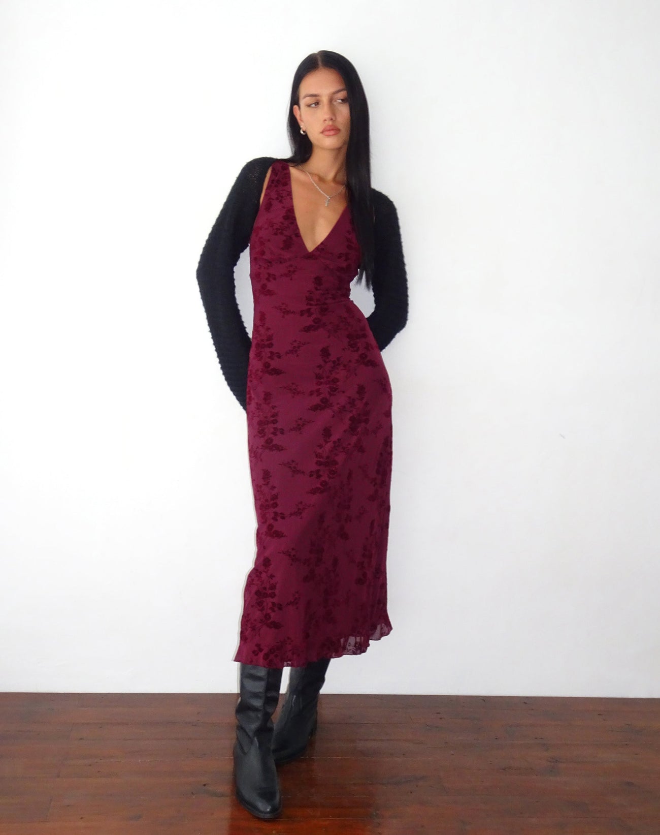 Motel Gabriella Midi Dress Garden Floral Brown